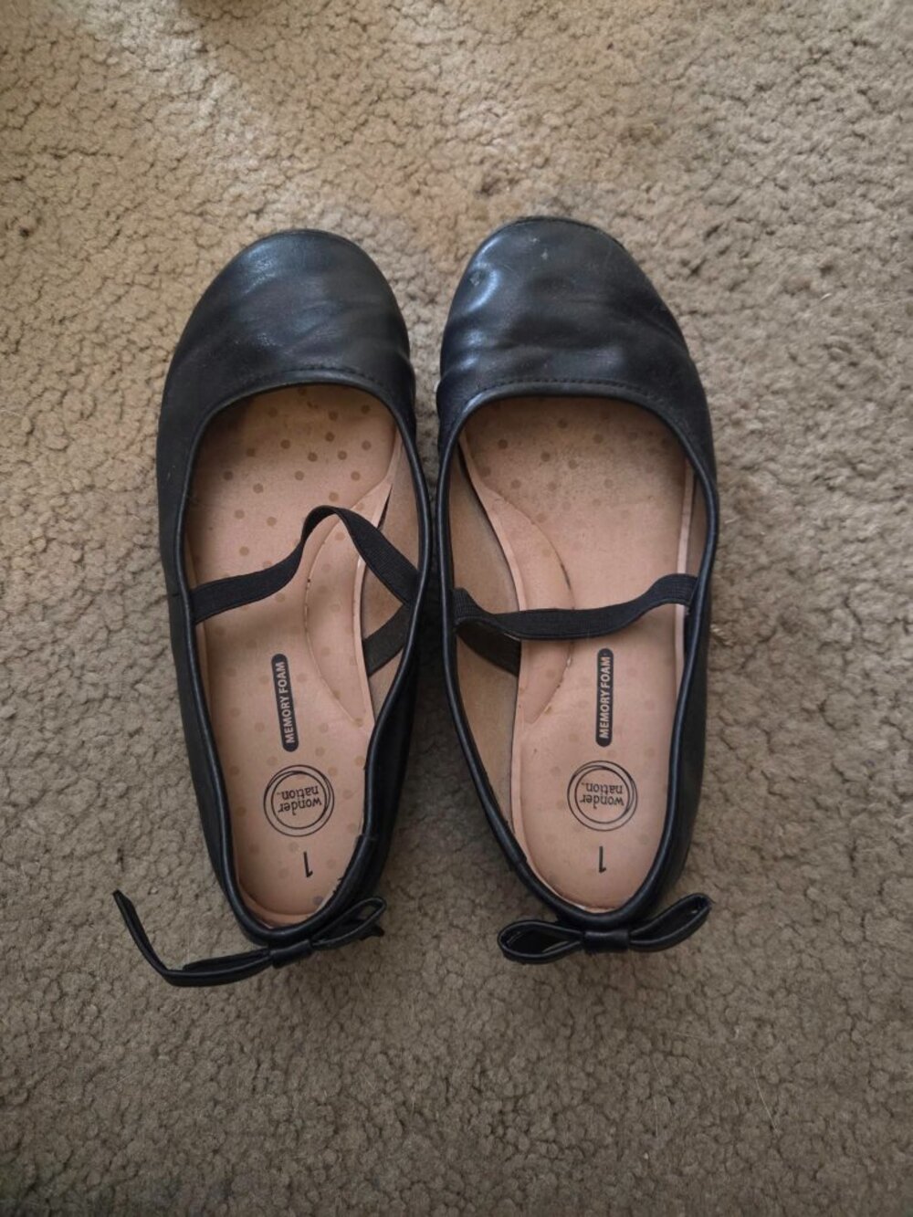 Wonder Nation Girls Size 1 Black Flats